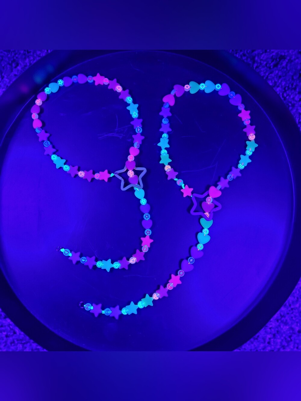 glow Pastel rainbow Silicon lariat Necklace (rave kandi Sweet Tart)